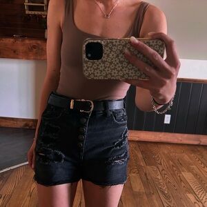 Black Distressed Shorts